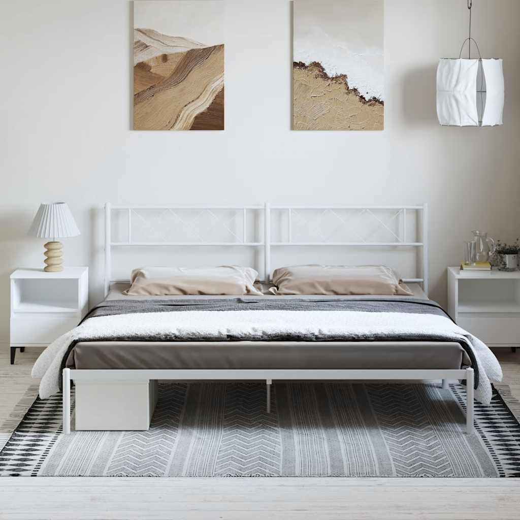 Giroletto con Testiera Metallo Bianco 193x203 cm | homemem39