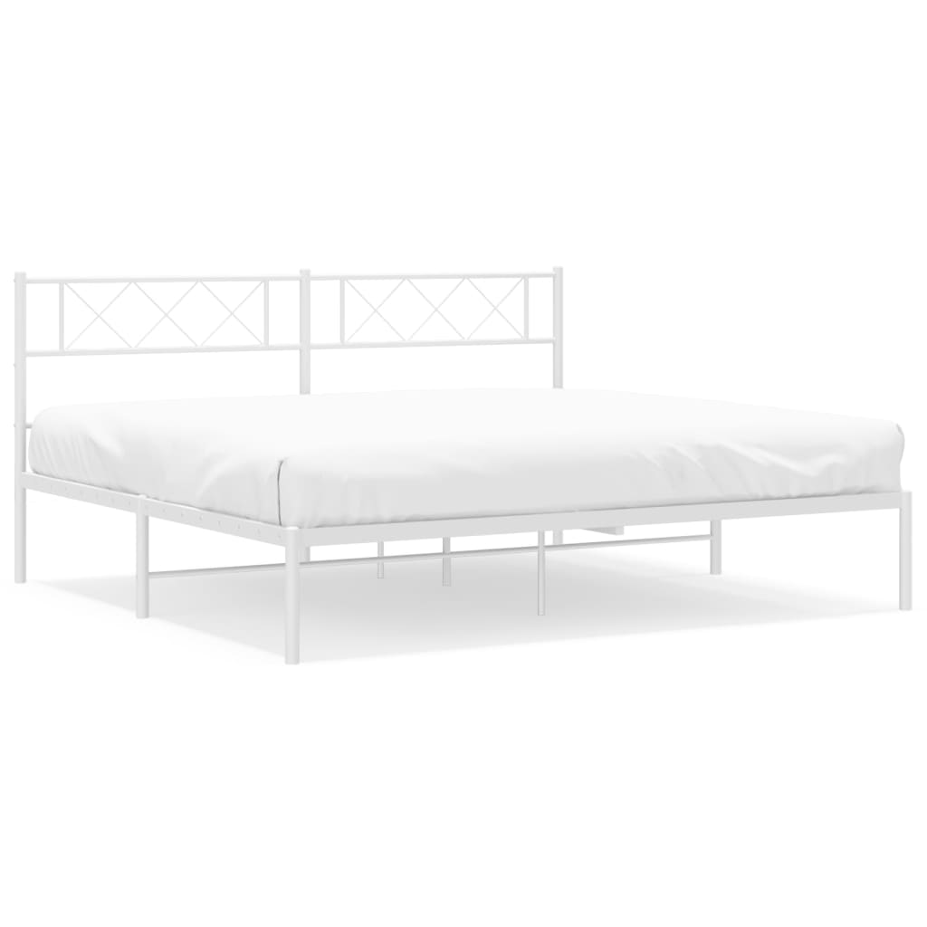 Giroletto con Testiera Metallo Bianco 200x200 cm | homemem39