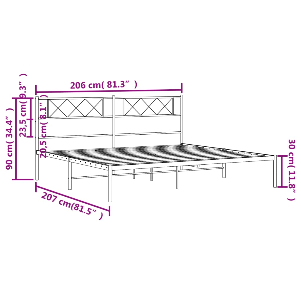 Giroletto con Testiera Metallo Bianco 200x200 cm | homemem39