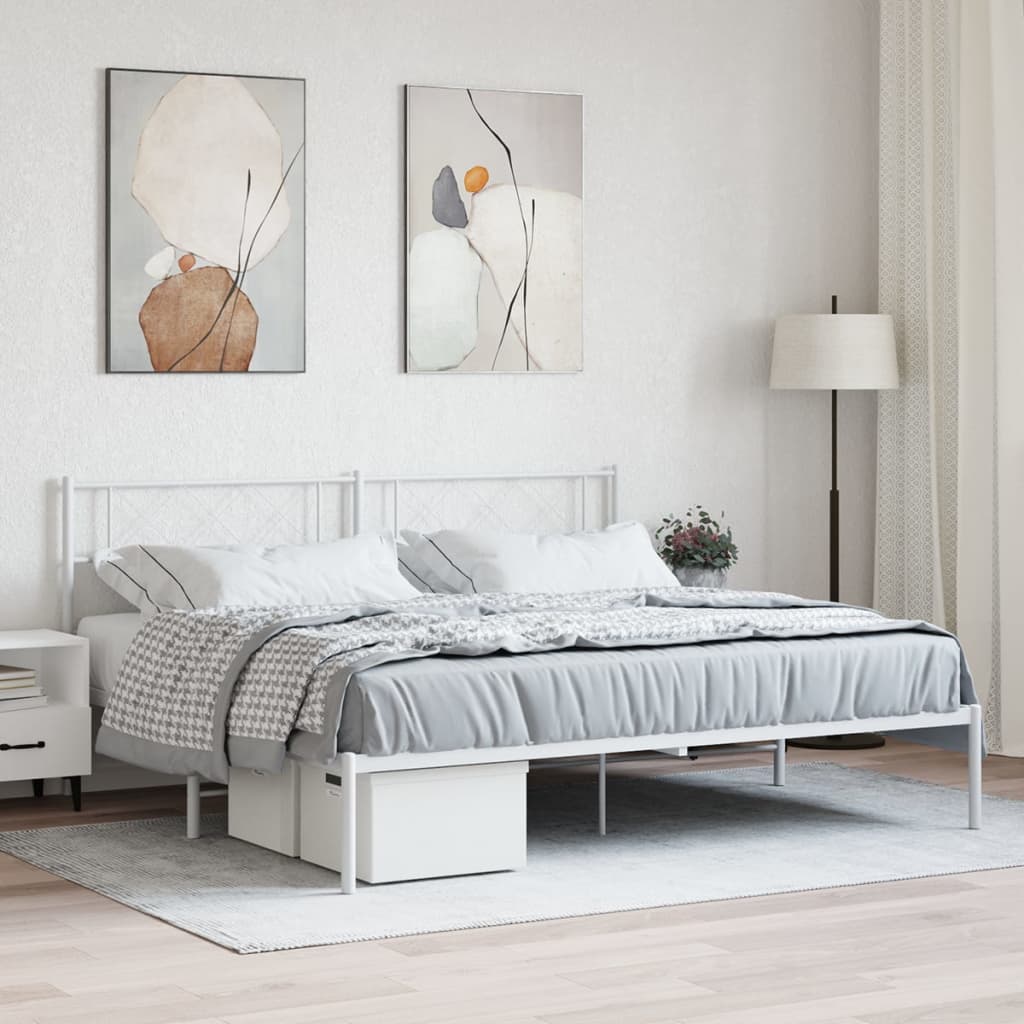 Giroletto con Testiera Metallo Bianco 200x200 cm | homemem39