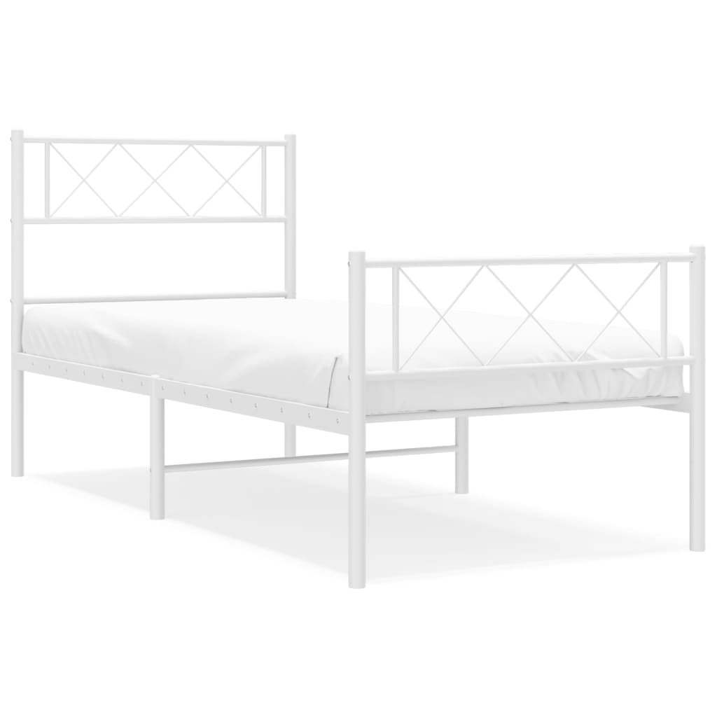 Giroletto con Testiera e Pediera Metallo Bianco 80x200 cm | homemem39