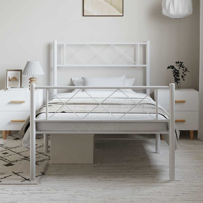 Giroletto con Testiera e Pediera Metallo Bianco 100x200 cm | homemem39