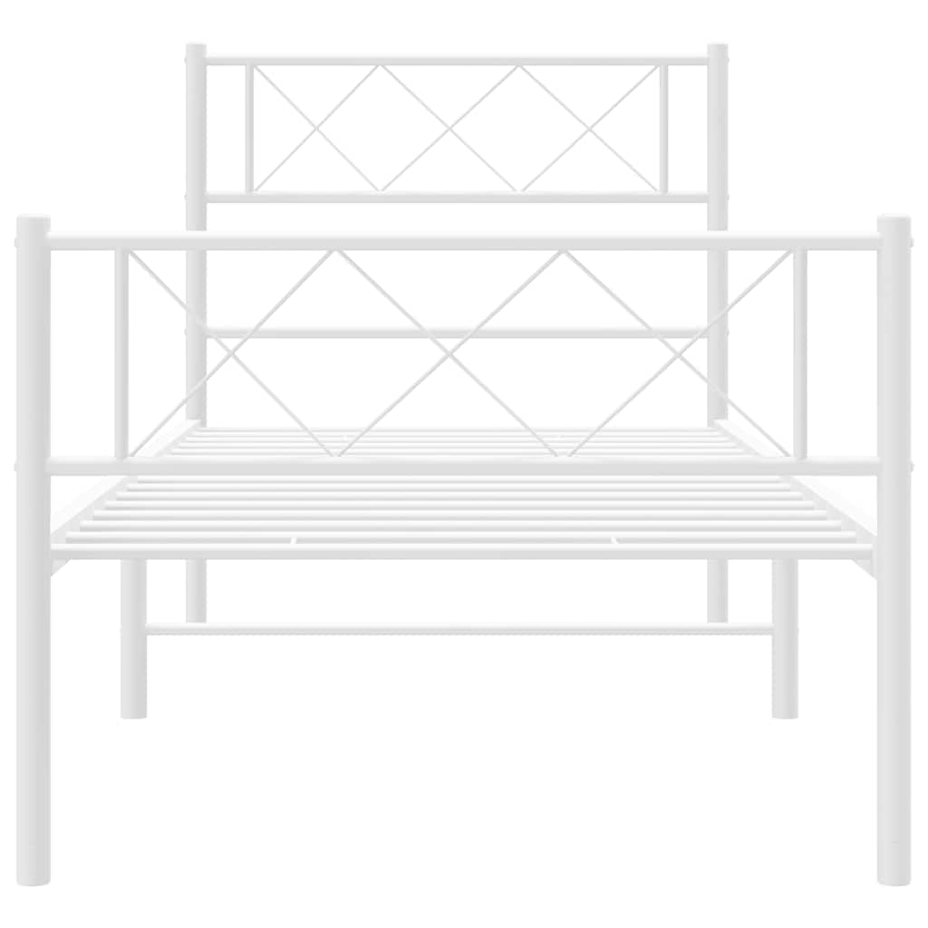 Giroletto con Testiera e Pediera Metallo Bianco 100x200 cm | homemem39