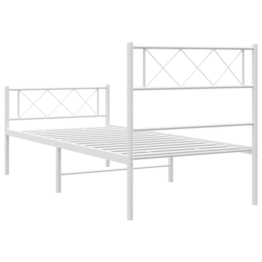 Giroletto con Testiera e Pediera Metallo Bianco 107x203 cm