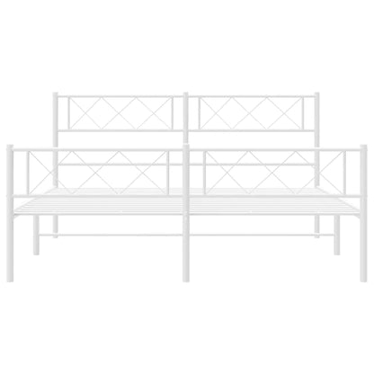 Giroletto con Testiera e Pediera Metallo Bianco 135x190 cm