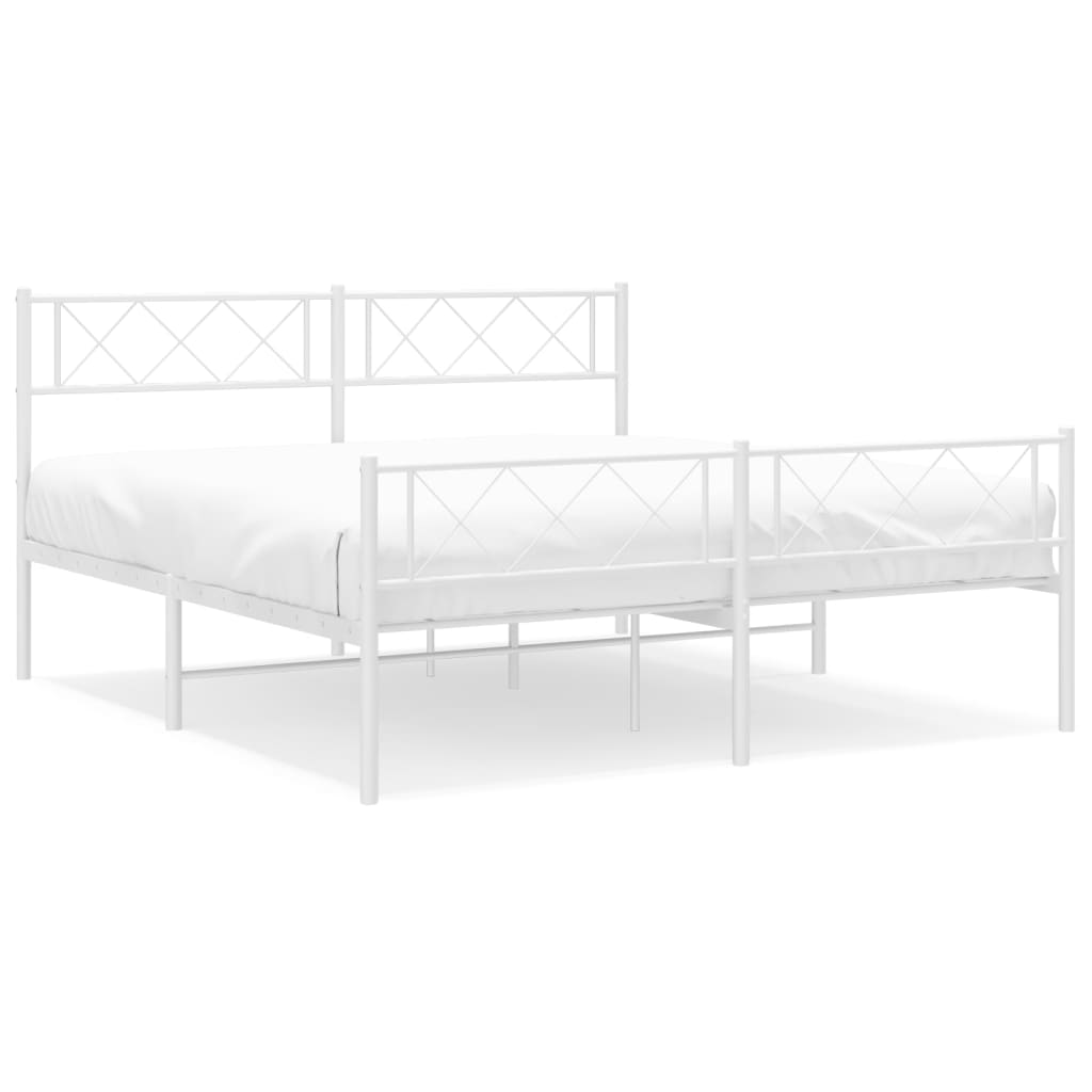 Giroletto con Testiera e Pediera Metallo Bianco 140x190 cm | homemem39