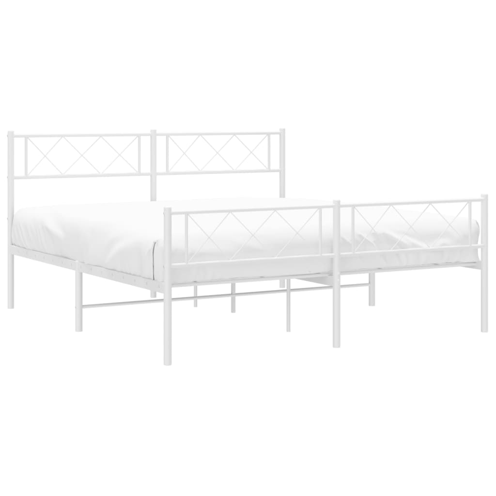 Giroletto con Testiera e Pediera Metallo Bianco 140x190 cm | homemem39