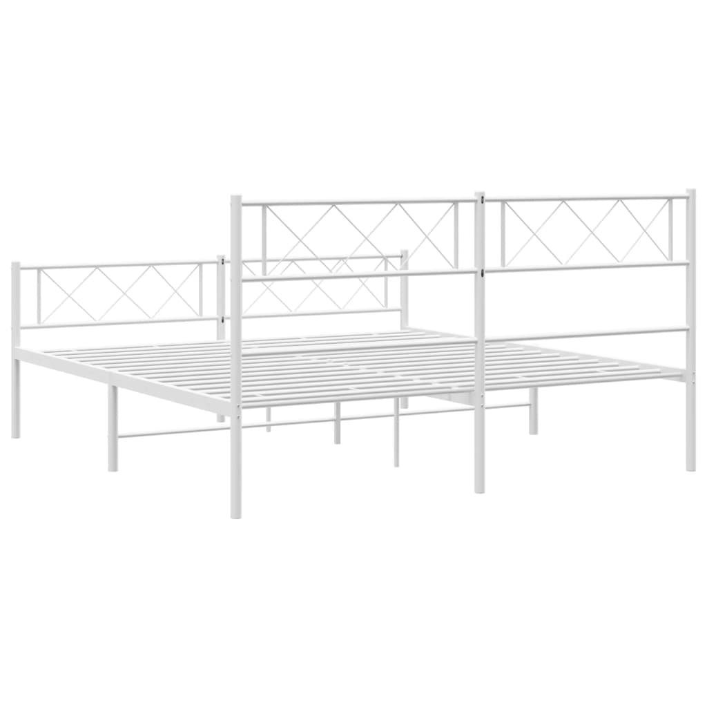 Giroletto con Testiera e Pediera Metallo Bianco 140x190 cm | homemem39