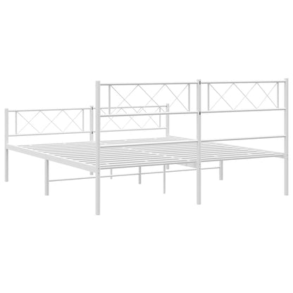 Giroletto con Testiera e Pediera Metallo Bianco 140x190 cm | homemem39