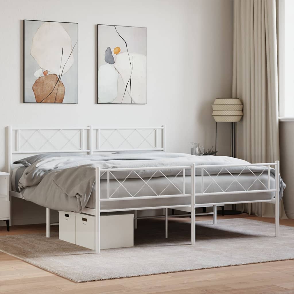 Giroletto con Testiera e Pediera Metallo Bianco 140x190 cm | homemem39