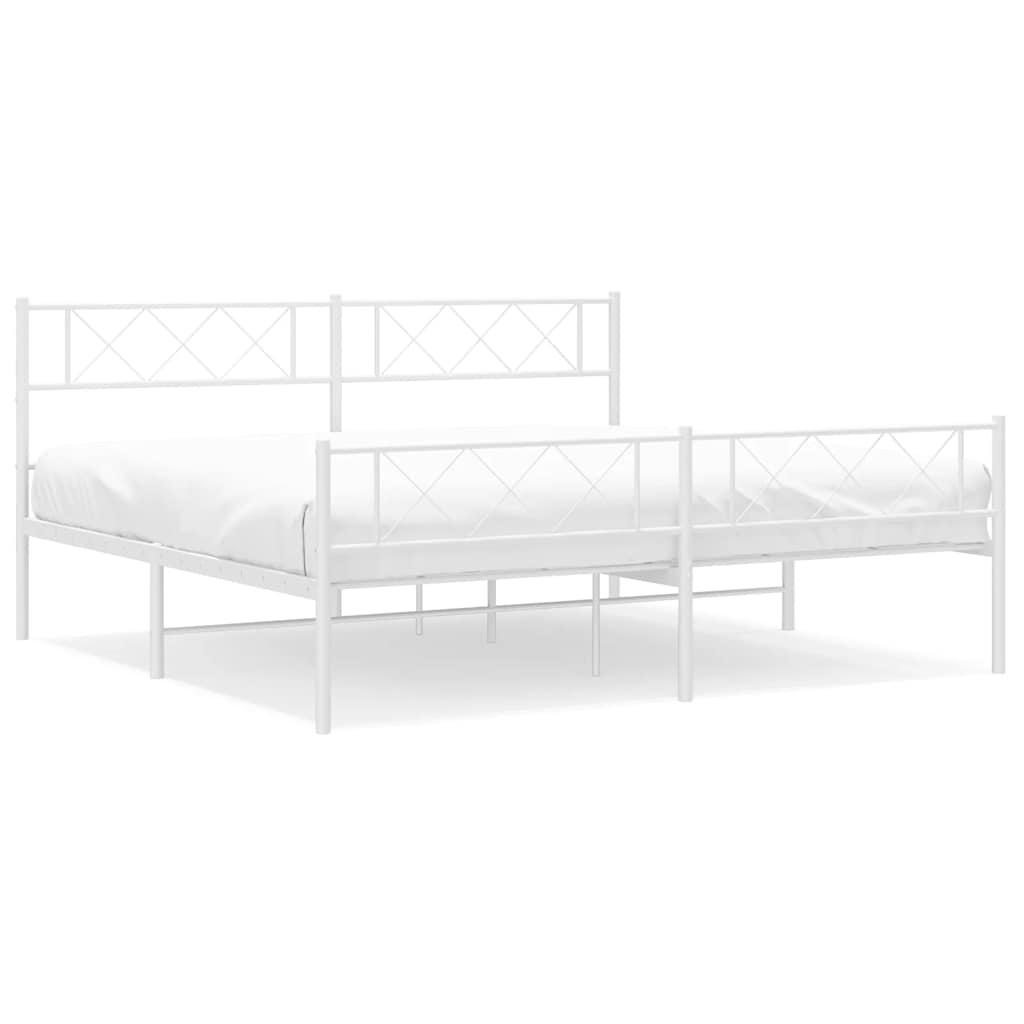 Giroletto con Testiera e Pediera Metallo Bianco 183x213 cm | homemem39