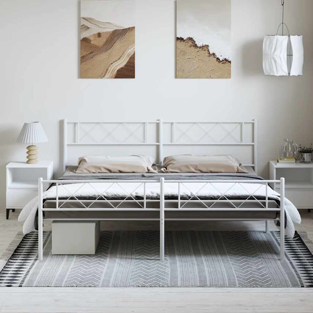 Giroletto con Testiera e Pediera Metallo Bianco 183x213 cm | homemem39