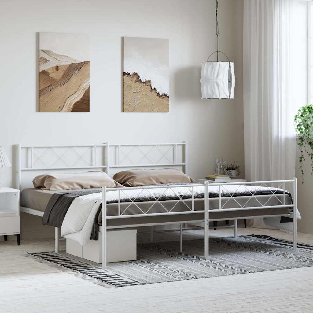 Giroletto con Testiera e Pediera Metallo Bianco 183x213 cm | homemem39