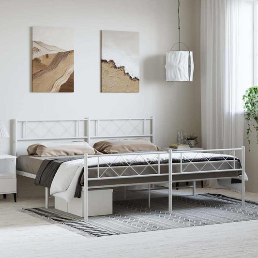 Giroletto con Testiera e Pediera Metallo Bianco 183x213 cm | homemem39