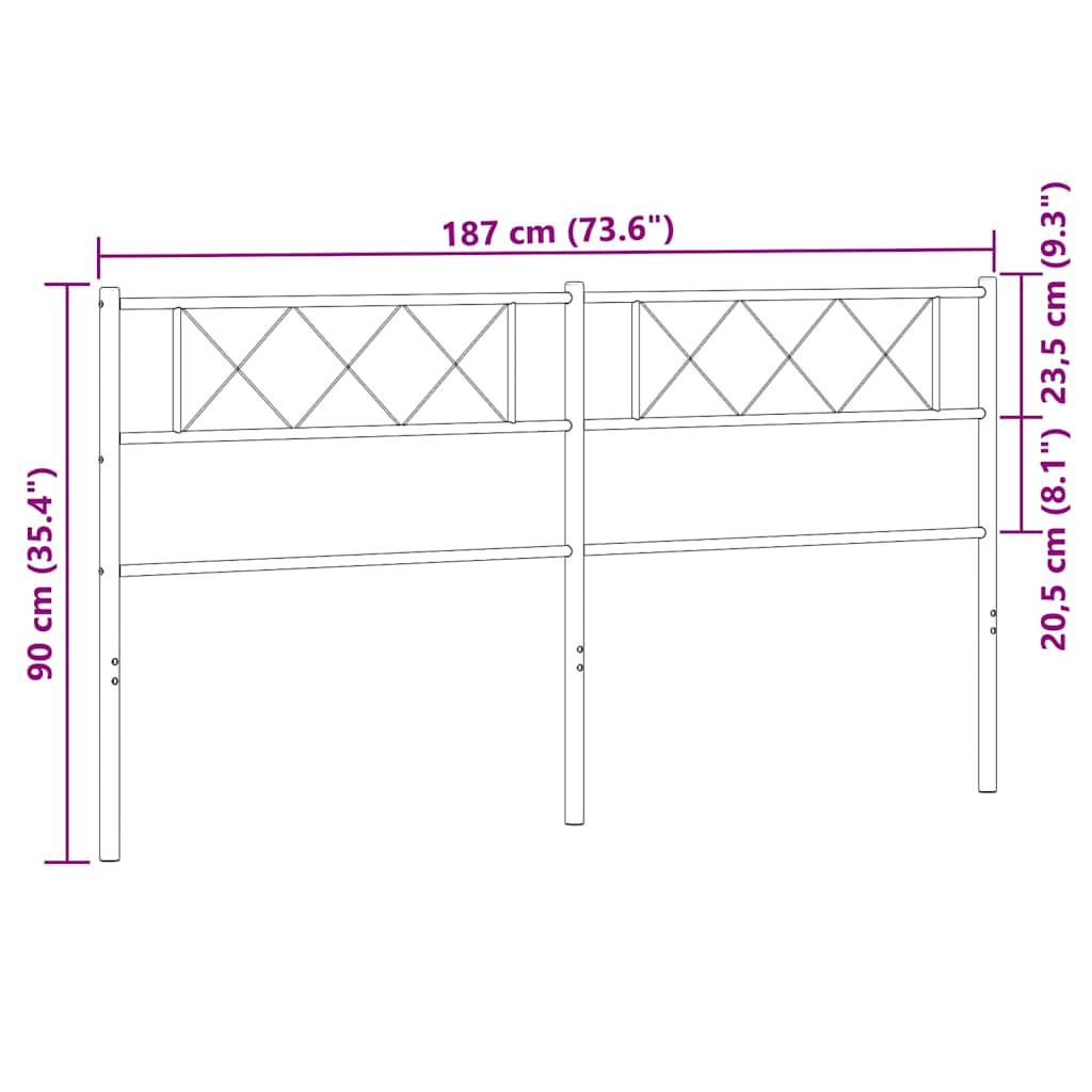 Testiera in Metallo Bianco 180 cm - homemem39