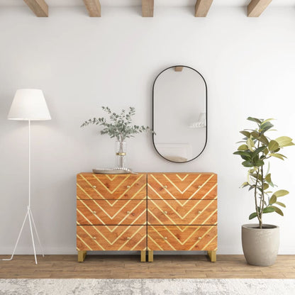 Mobiletti 2pz Marrone e Nero 60x33,5x75 cm Legno Massello Mango - homemem39