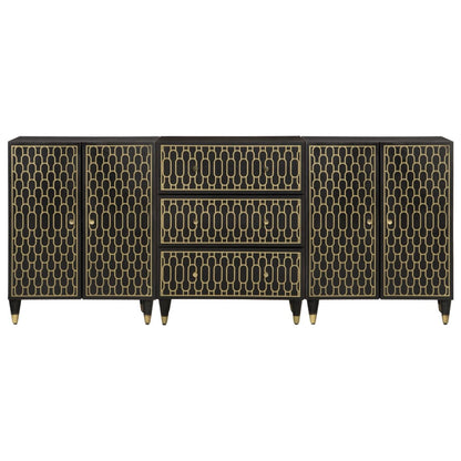 Credenze 3 pz 60x33x75 cm in Legno Massello di Mango