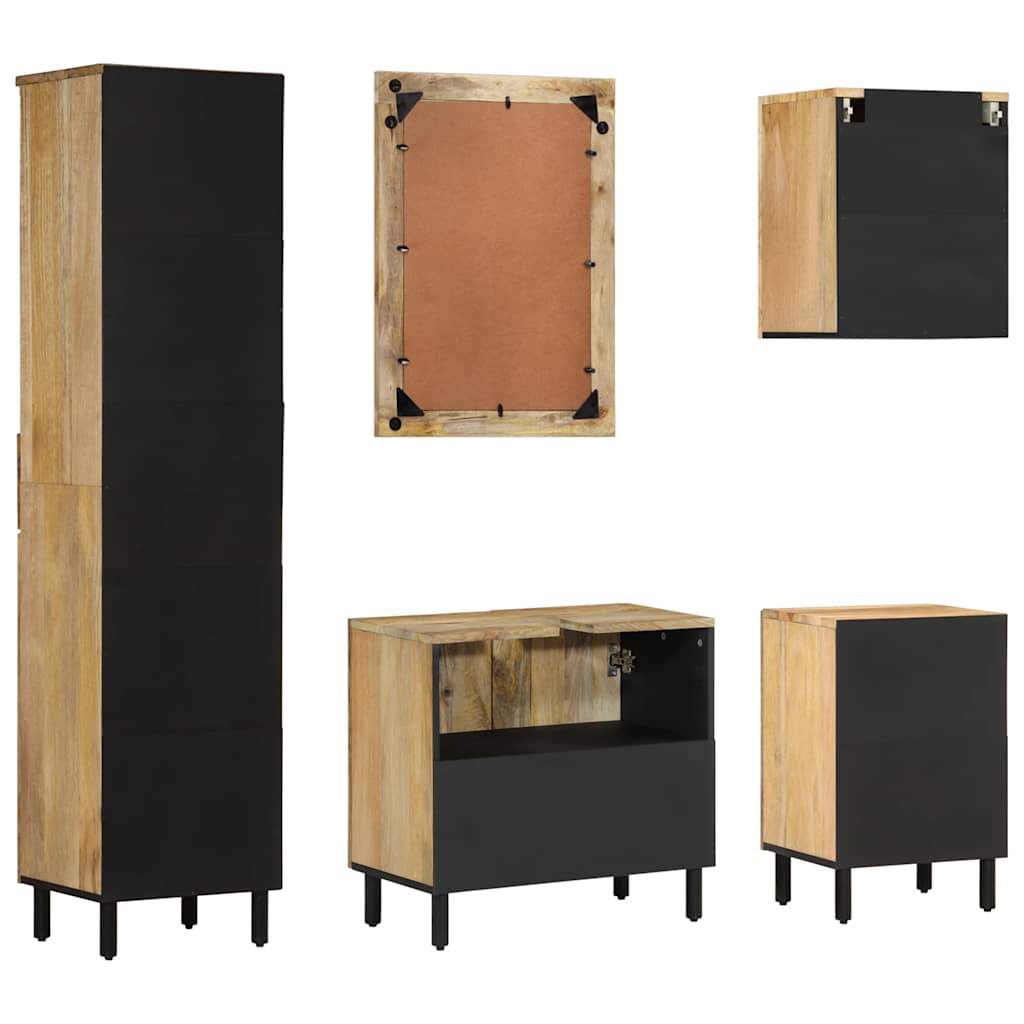 Set Mobili da Bagno 5 pz in Legno Massello di Mango | homemem39