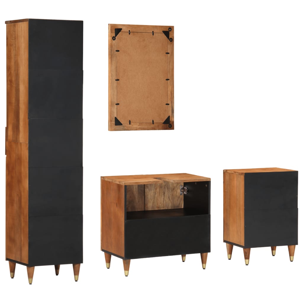 Set Mobili da Bagno 4 pz in Legno Massello di Mango | homemem39