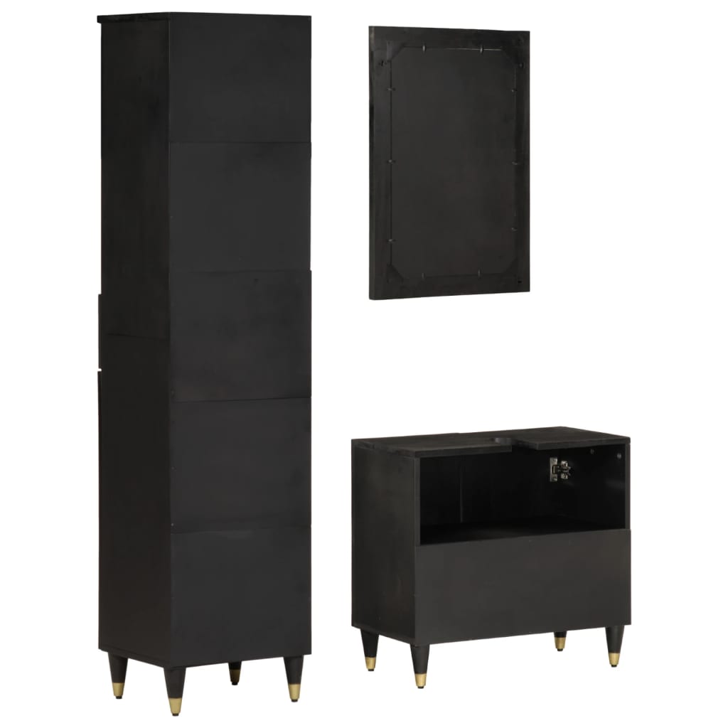 Set Mobili da Bagno 3pz in Legno Massello di Mango