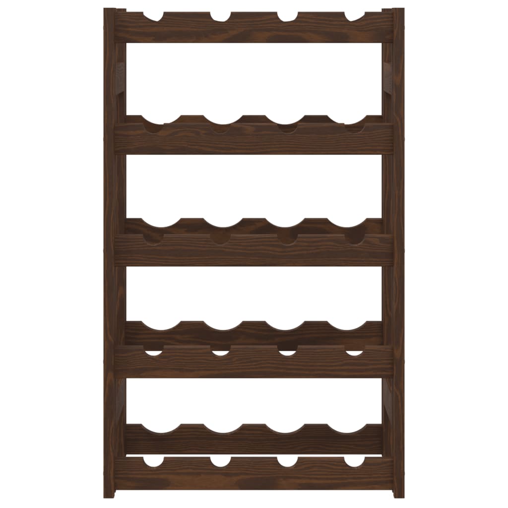 Portabottiglie per 20 Bottiglie Marrone Legno Massello di Pino