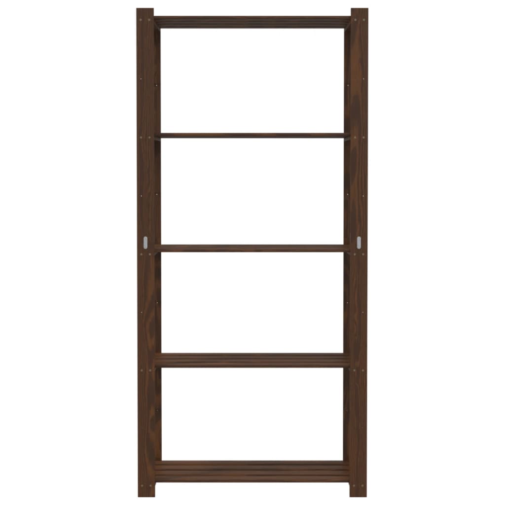 Scaffale a 5 Livelli Marrone 80x38x170 cm in Legno di Pino - homemem39