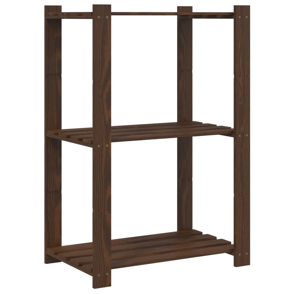 Scaffale a 3 Livelli Marrone 60x38x90 cm in Legno di Pino | homemem39