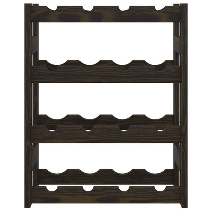 Portabottiglie per 16 Bottiglie Nero Legno Massello di Pino