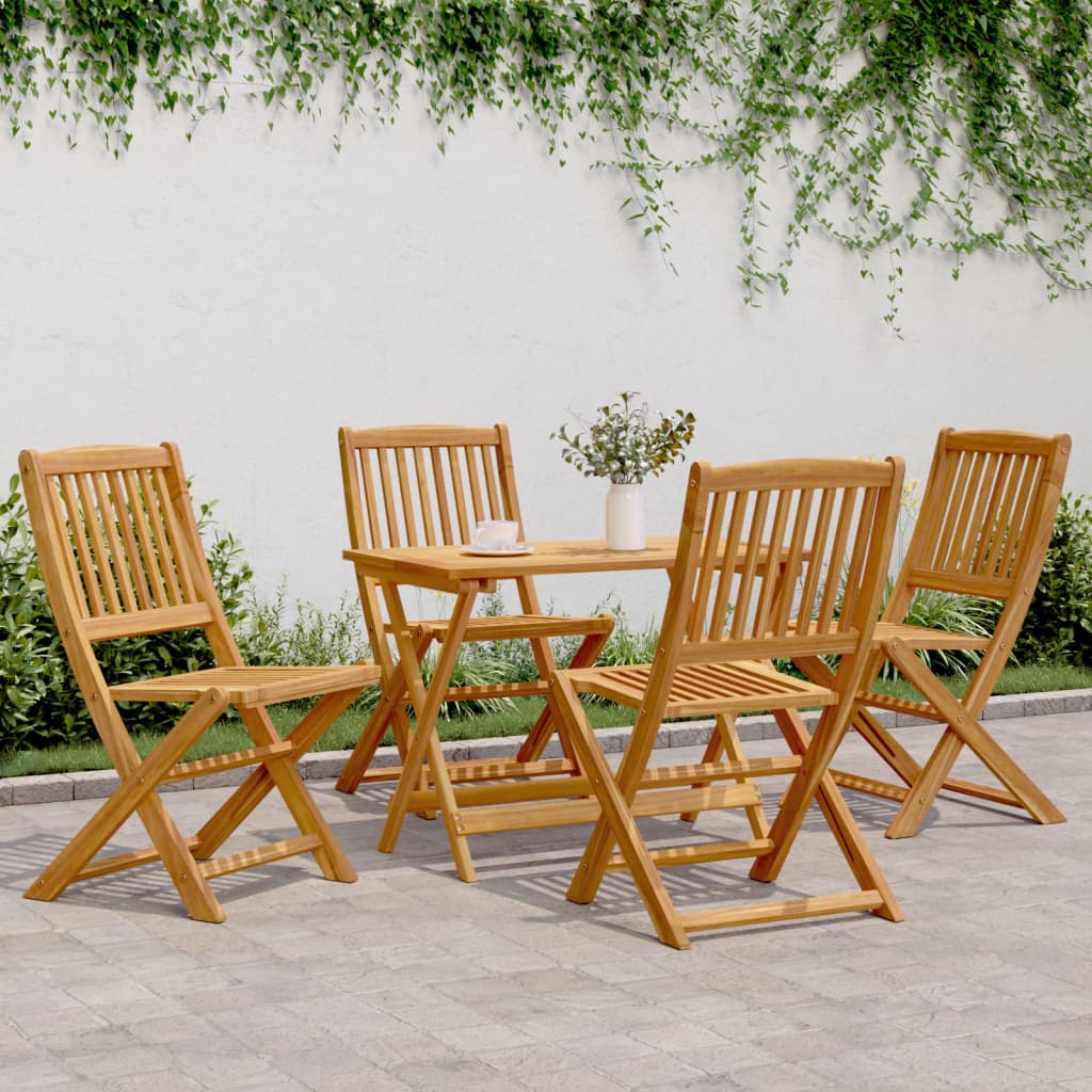 Set Pranzo da Giardino Pieghevole 5pz Legno Massello di Acacia | homemem39