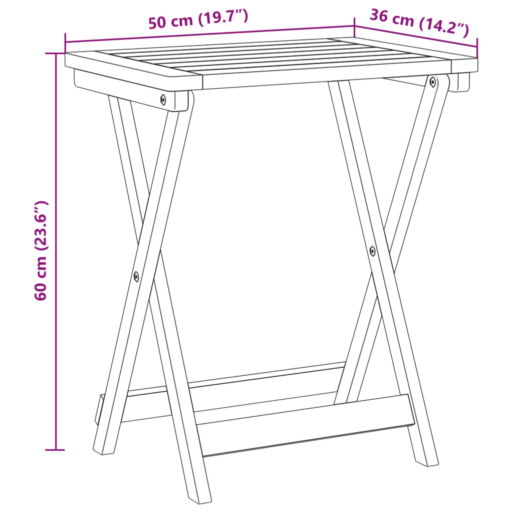 Set da Pranzo da Giardino Pieghevole 3 pz in Massello di Acacia | homemem39