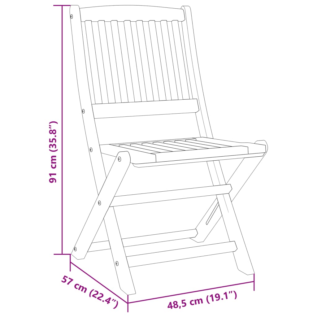 Set da Pranzo da Giardino Pieghevole 3 pz in Massello di Acacia | homemem39