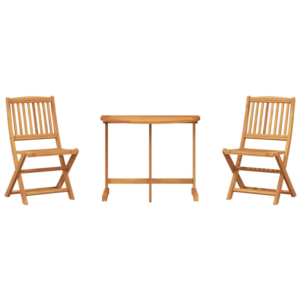 Set da Pranzo da Giardino Pieghevole 3 pz in Massello di Acacia | homemem39