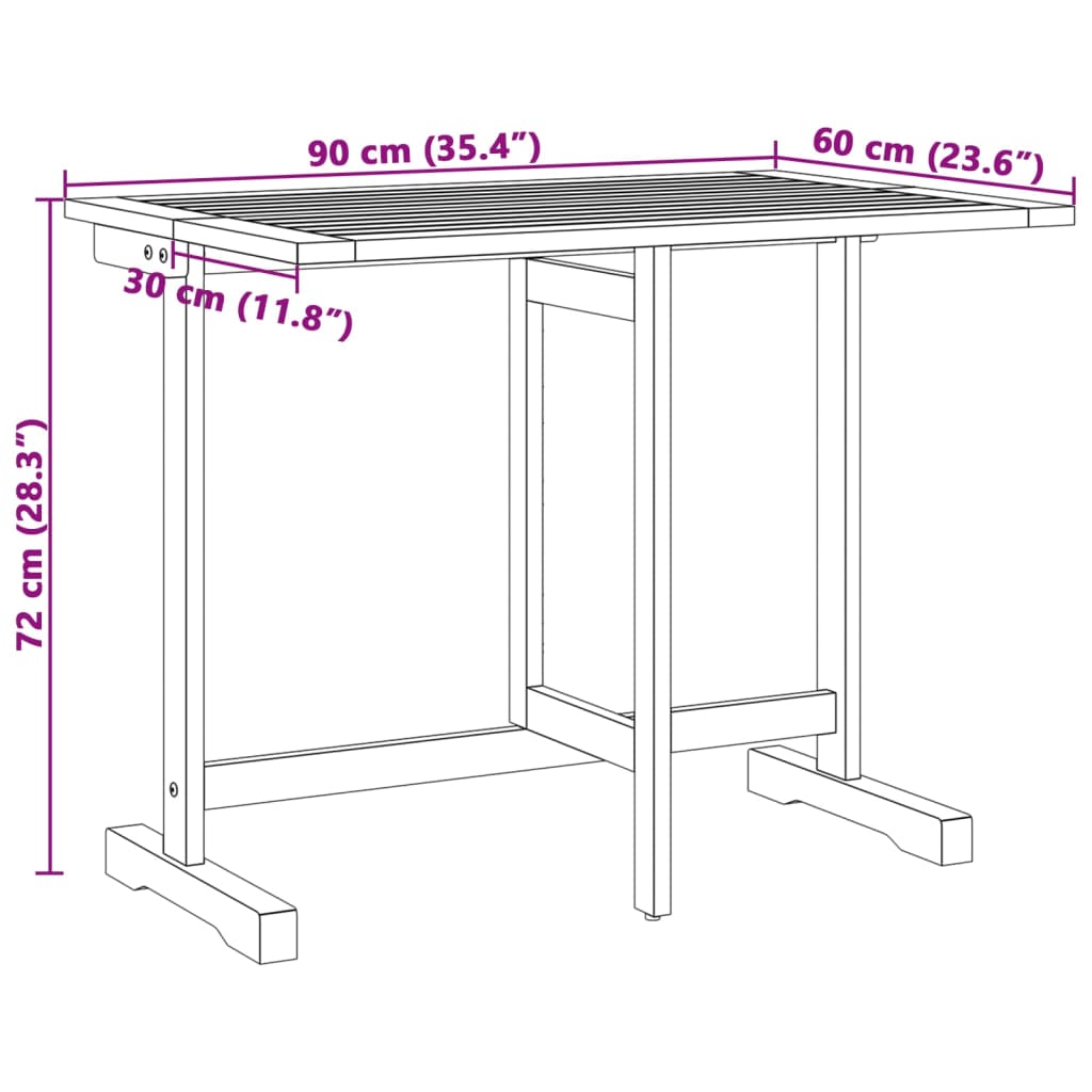 Set da Pranzo da Giardino Pieghevole 3 pz in Massello di Acacia | homemem39