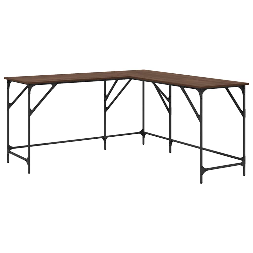 Scrivania Rovere Marrone 149x149x75 cm in Legno Multistrato | homemem39