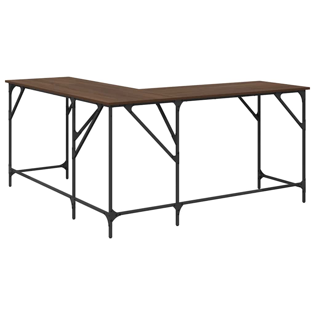 Scrivania Rovere Marrone 149x149x75 cm in Legno Multistrato | homemem39