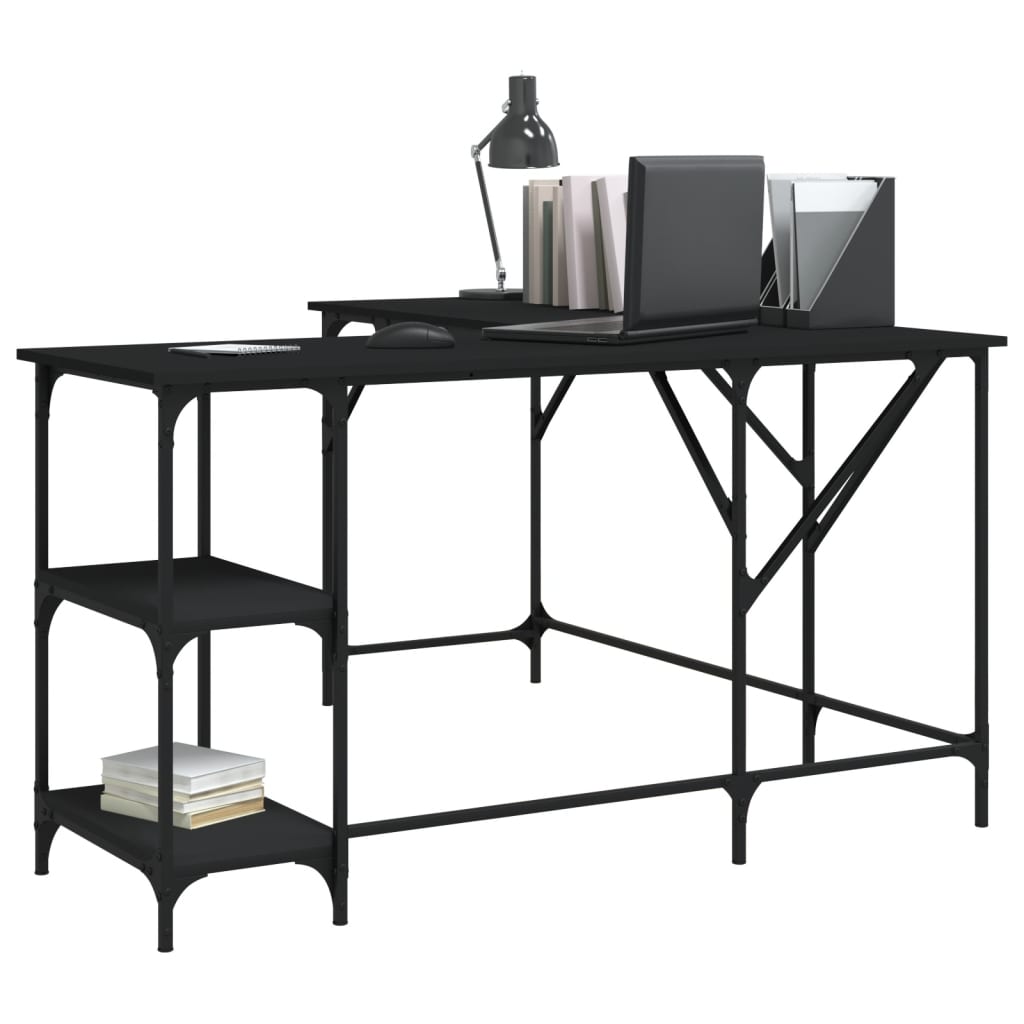 Scrivania Nera 139x139x75 cm in Legno Multistrato - homemem39