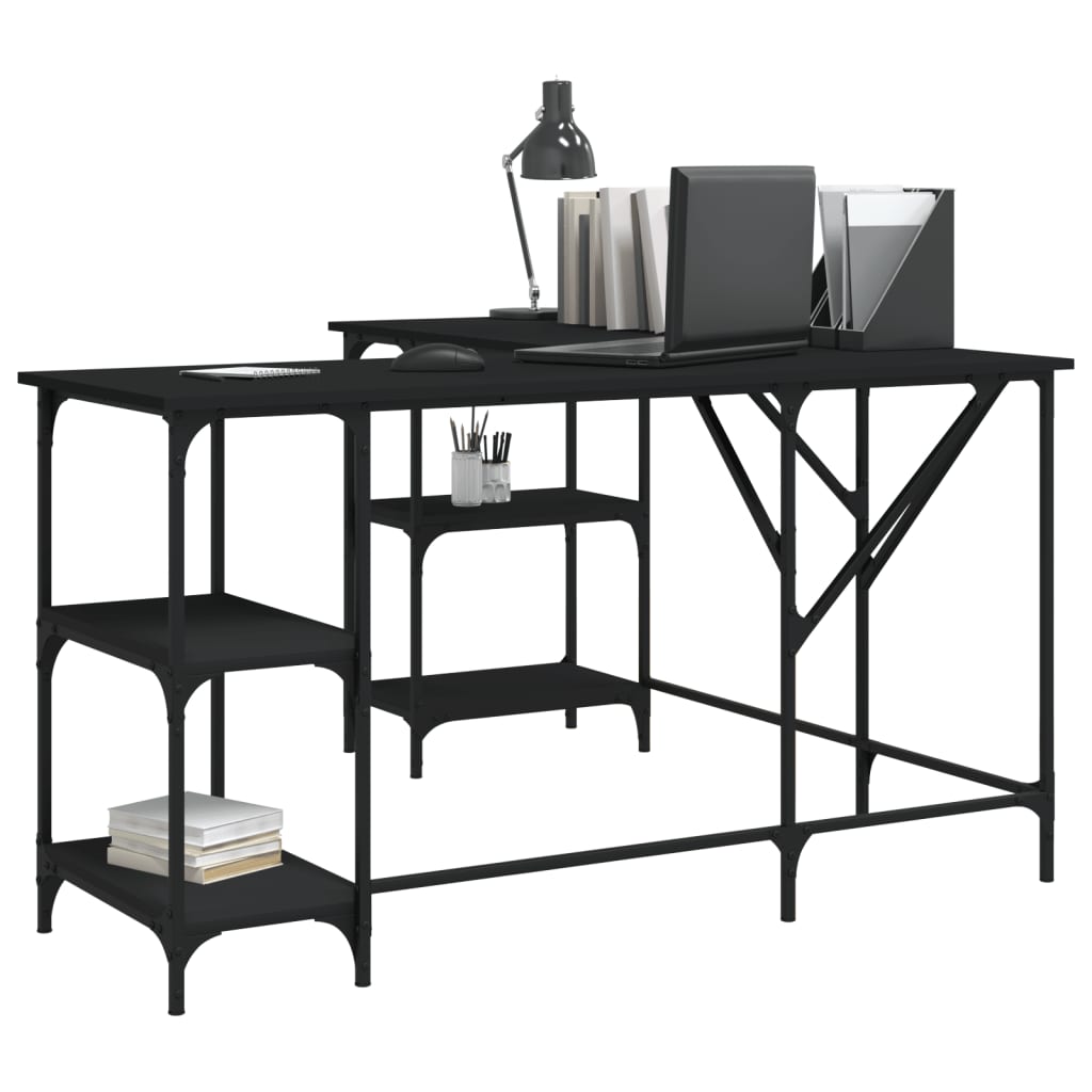 Scrivania Nera 139x139x75 cm in Legno Multistrato - homemem39