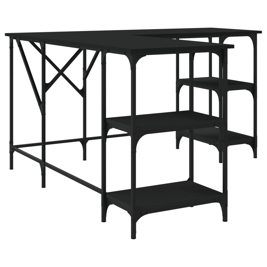 Scrivania Nera 139x139x75 cm in Legno Multistrato - homemem39