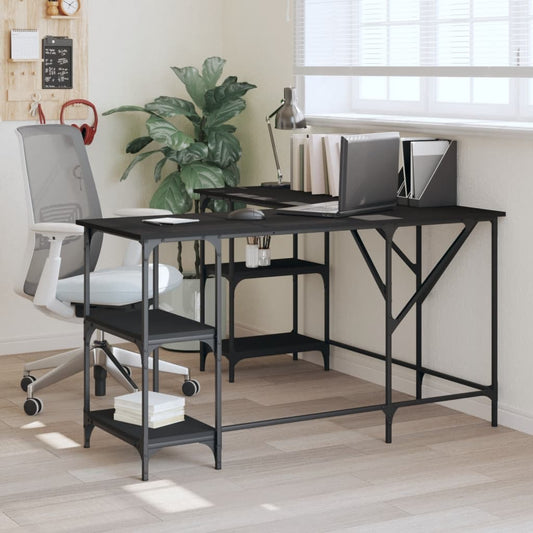 Scrivania Nera 139x139x75 cm in Legno Multistrato - homemem39