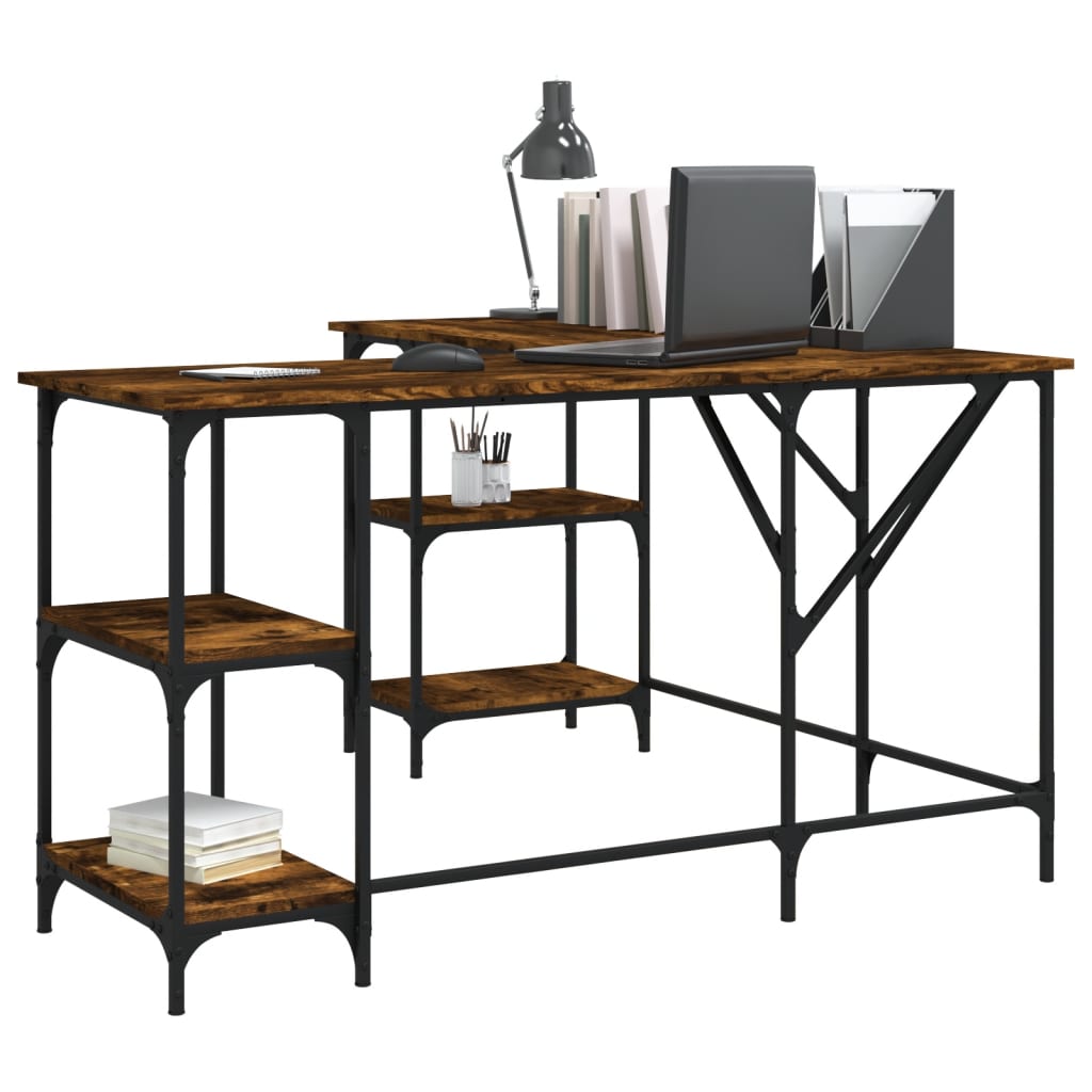 Scrivania Rovere Fumo 139x139x75 cm in Legno Multistrato - homemem39
