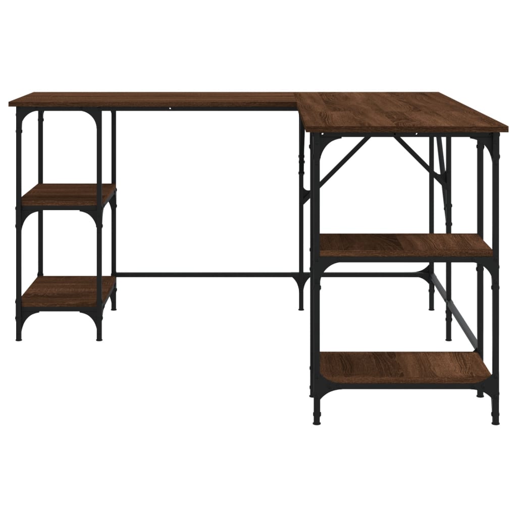 Scrivania Rovere Marrone 139x139x75 cm in Legno Multistrato