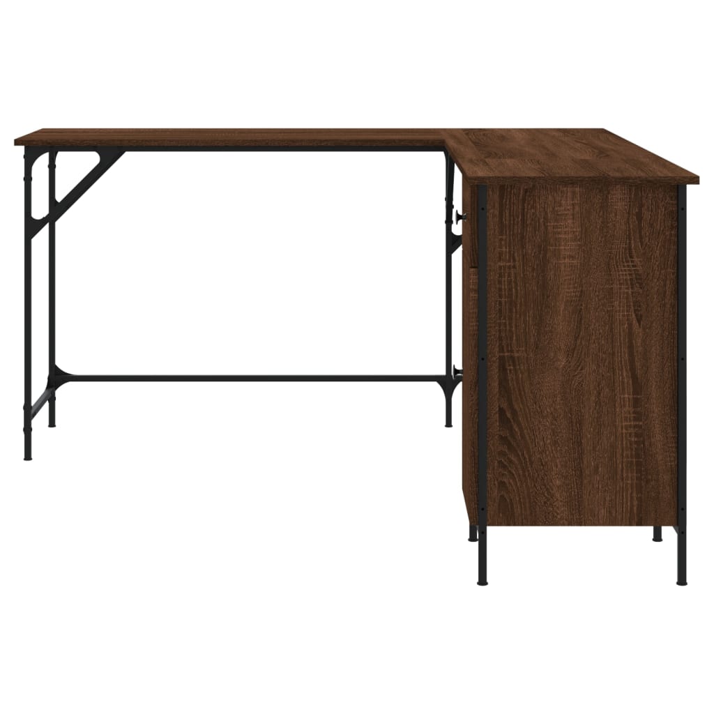 Scrivania Rovere Marrone 141x141x75 cm in Legno Multistrato - homemem39