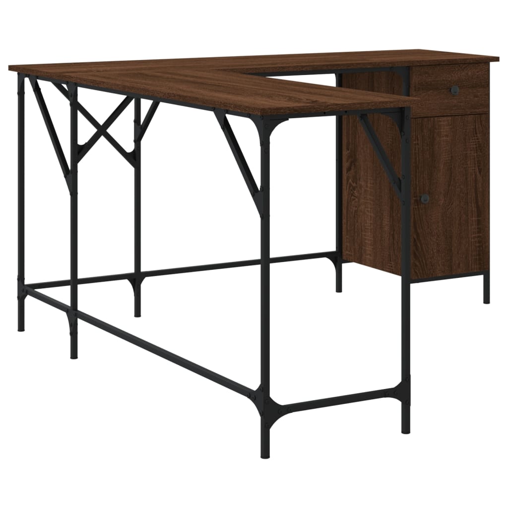 Scrivania Rovere Marrone 141x141x75 cm in Legno Multistrato - homemem39