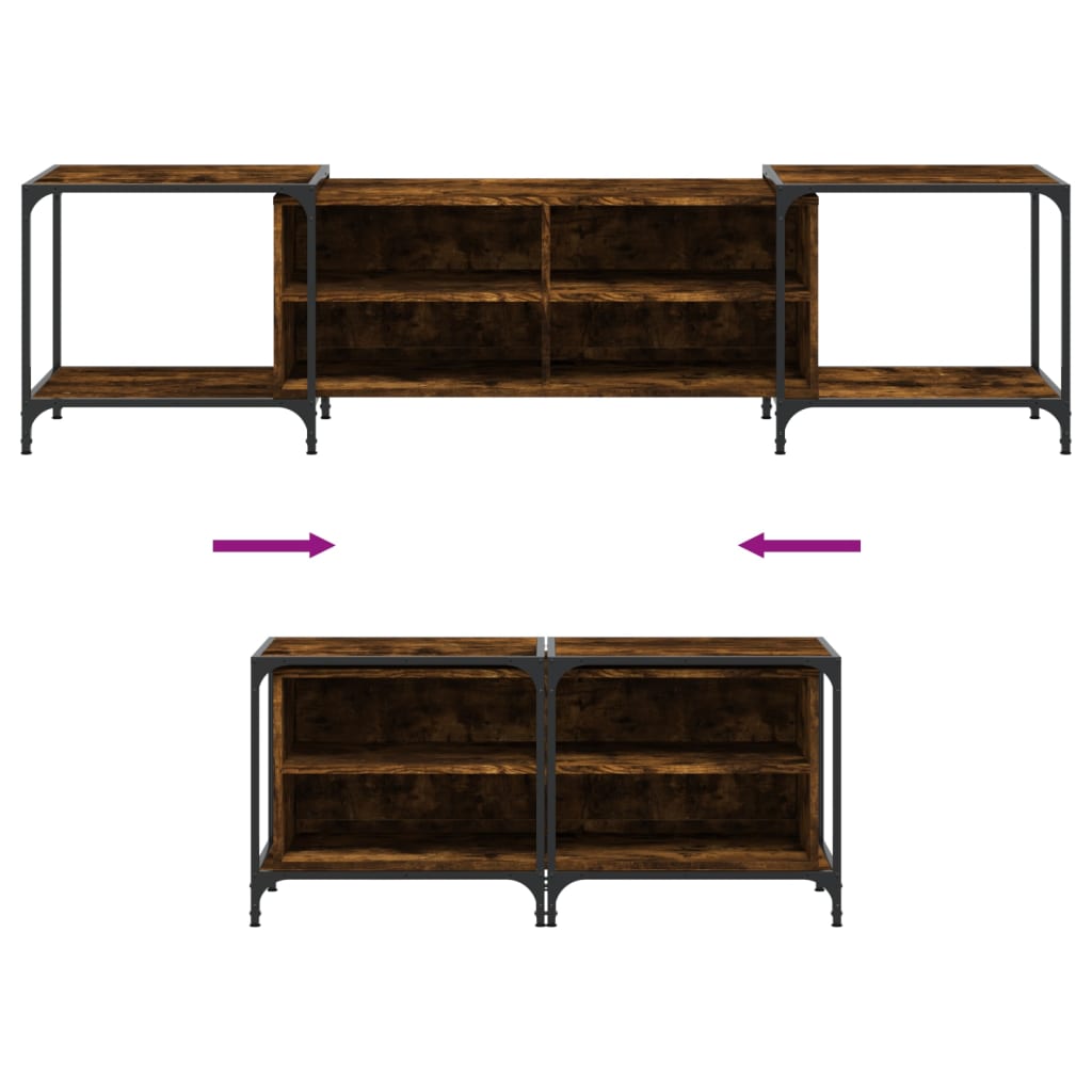 Mobile Porta TV Rovere Fumo 203x37x50 cm in Legno Multistrato - homemem39