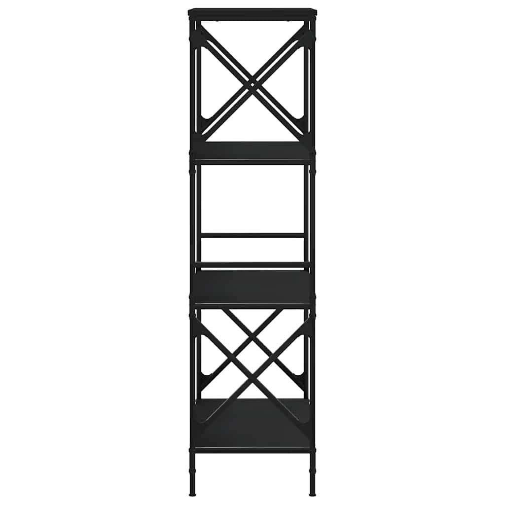 Libreria a 4 Ripiani Nera 59x35x132 cm in Legno Multistrato | homemem39