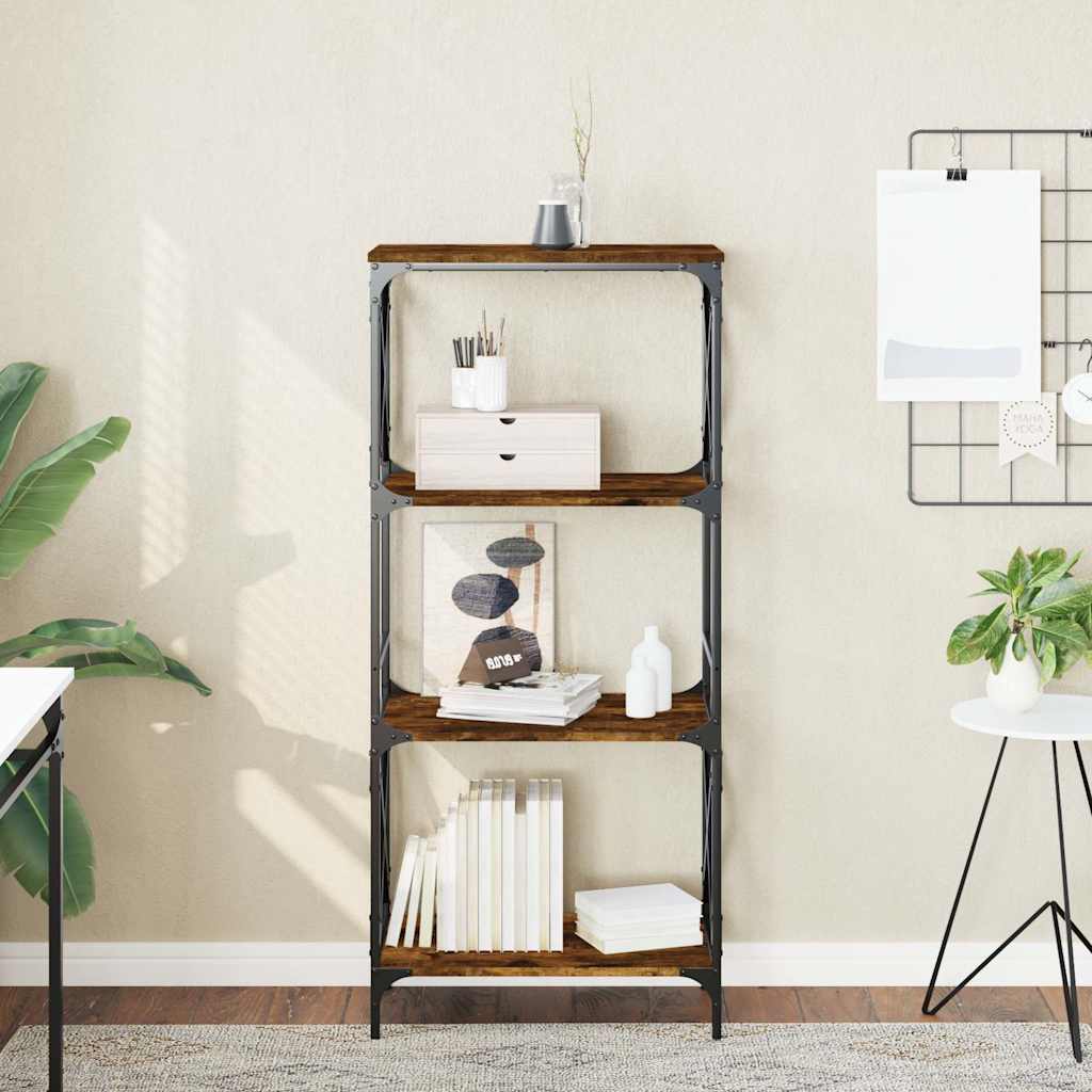 Libreria a 4 Ripiani Rovere Fumo 59x35x132 cm Legno Multistrato | homemem39