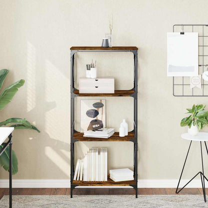 Libreria a 4 Ripiani Rovere Fumo 59x35x132 cm Legno Multistrato | homemem39