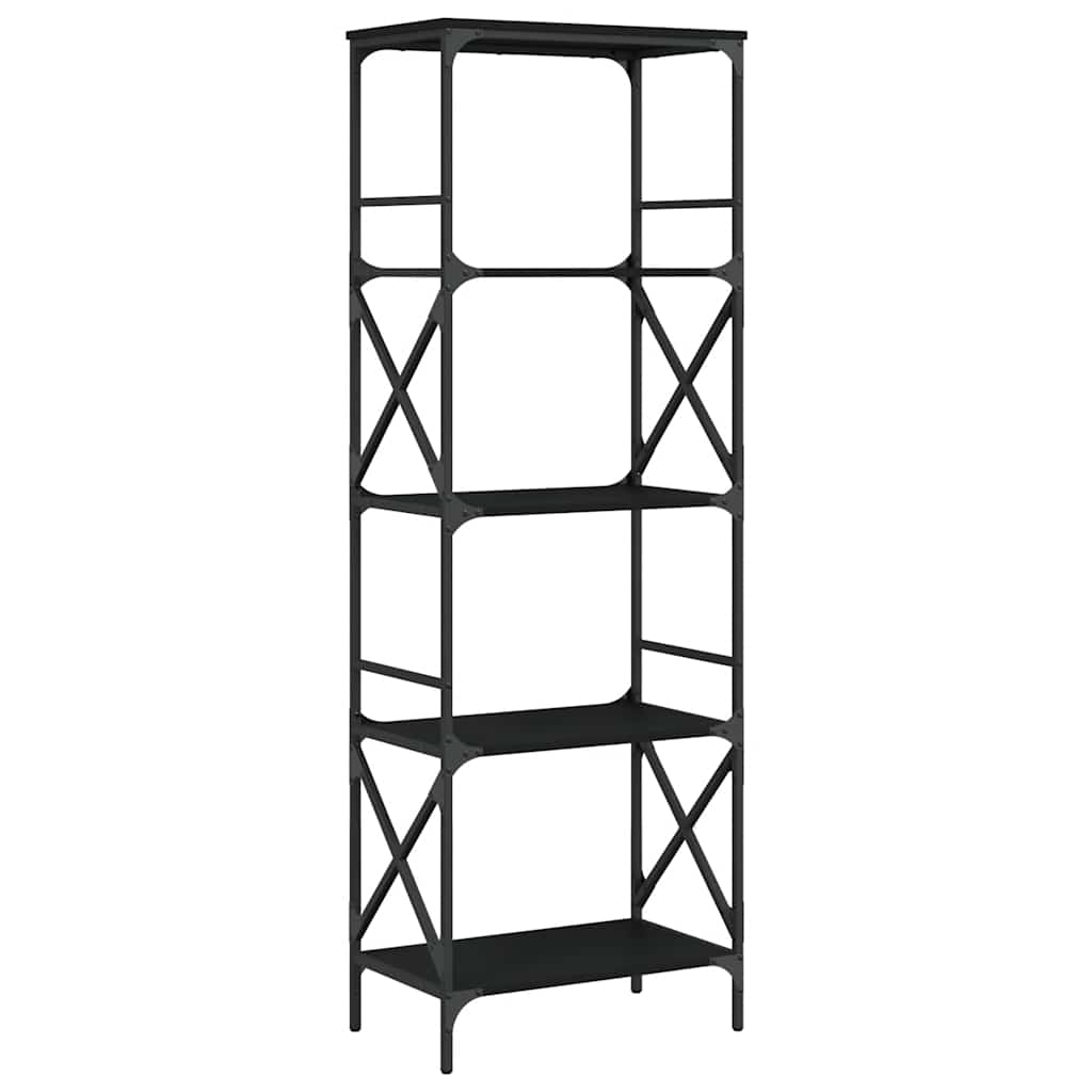 Libreria a 5 Ripiani Nera 59x35x171 cm in Legno Multistrato | homemem39