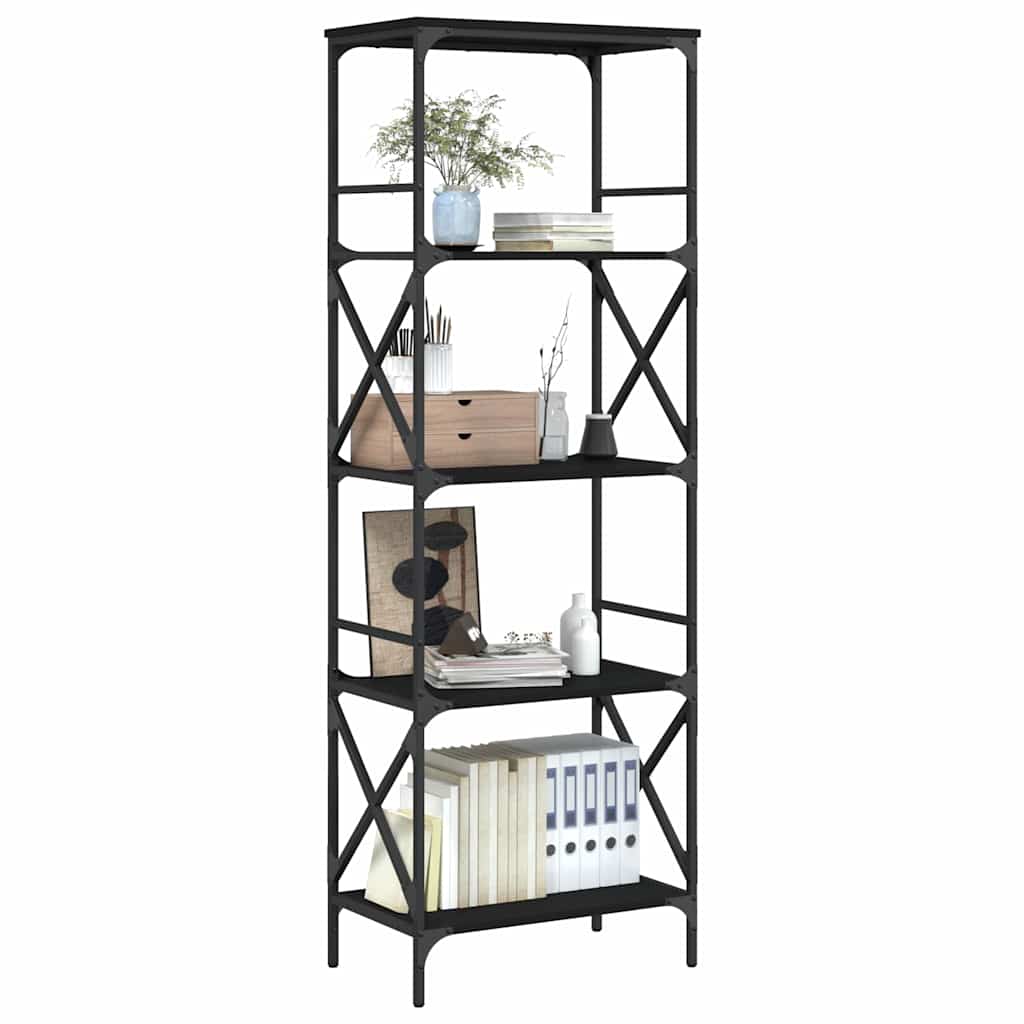 Libreria a 5 Ripiani Nera 59x35x171 cm in Legno Multistrato | homemem39