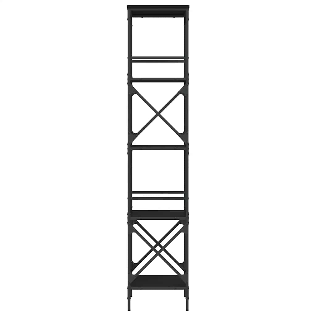 Libreria a 5 Ripiani Nera 59x35x171 cm in Legno Multistrato | homemem39